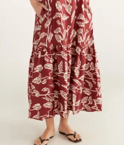 Oslo Silk Dress In Burgundy Vine