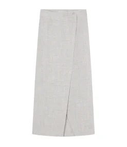 Overlap Waist Skirt In Stone Melange