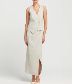 Overlap Waist Skirt In Stone Melange