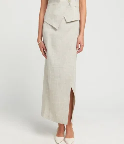 Overlap Waist Skirt In Stone Melange