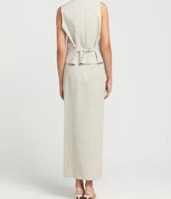 Overlap Waist Skirt In Stone Melange