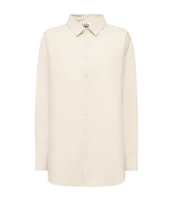 Oversized Long Sleeve Linen And Cotton Shirt In Ivory