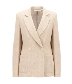 Padded Blazer In White And Beige