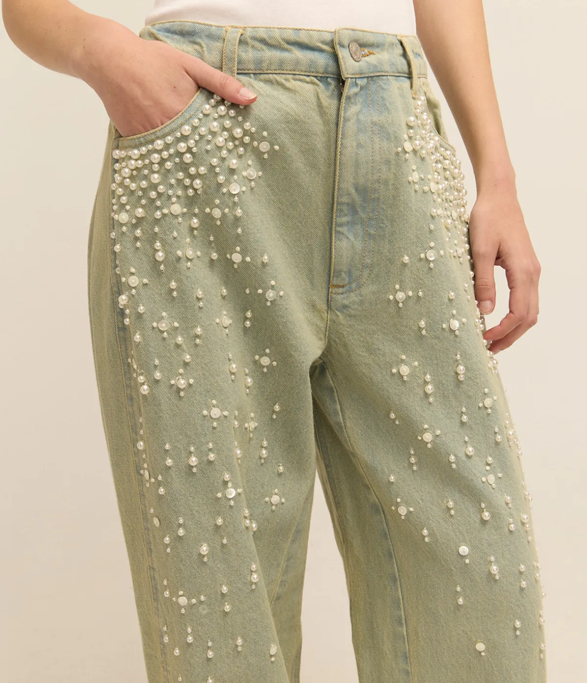 Perlette Denim Pants In Blue