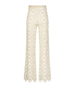 Playa Crochet Wide Leg Pants In Natural Lace