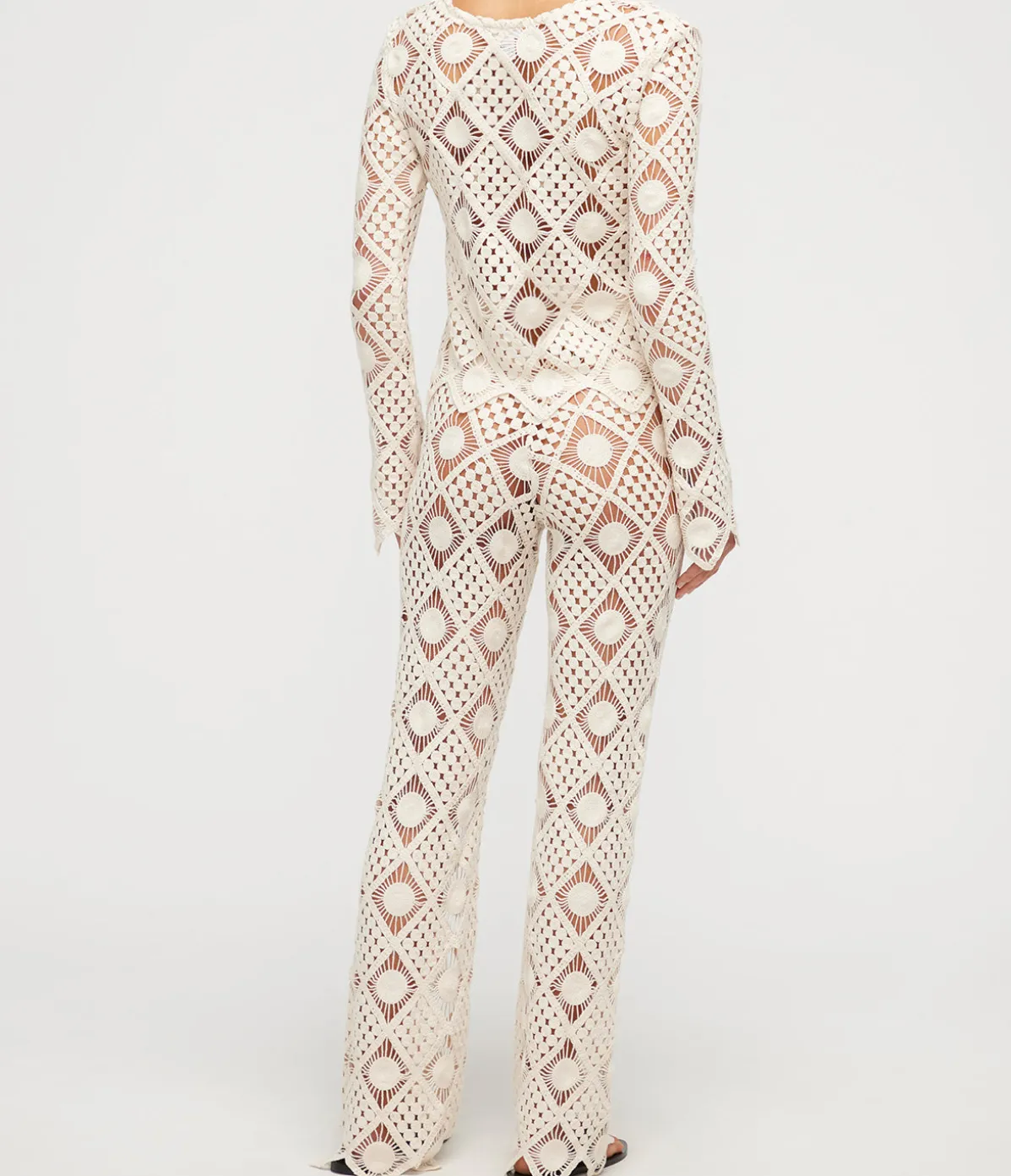 Playa Crochet Wide Leg Pants In Natural Lace