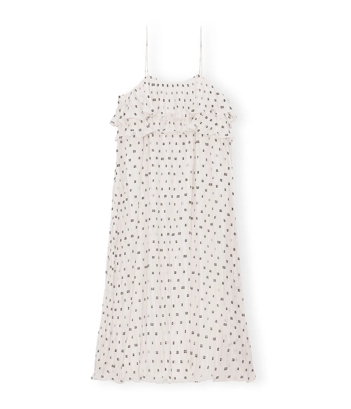 Pleated Georgette Strap Dress In Egret