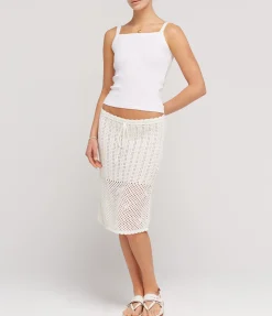 Pointelle Midi Skirt In Fleur