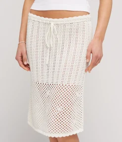 Pointelle Midi Skirt In Fleur
