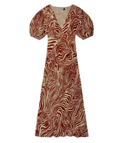 Poppy Dress In Brown Marble Zebra