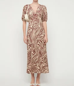 Poppy Dress In Brown Marble Zebra