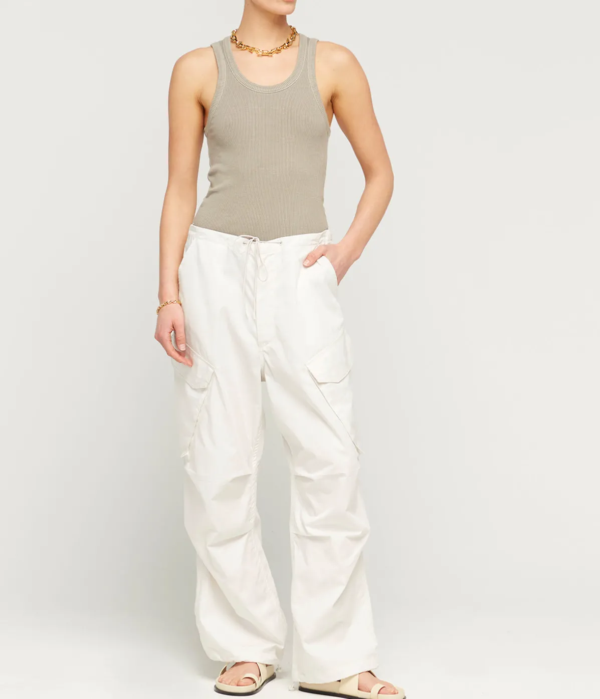 Poppy Scoop Neck Tank In Drab