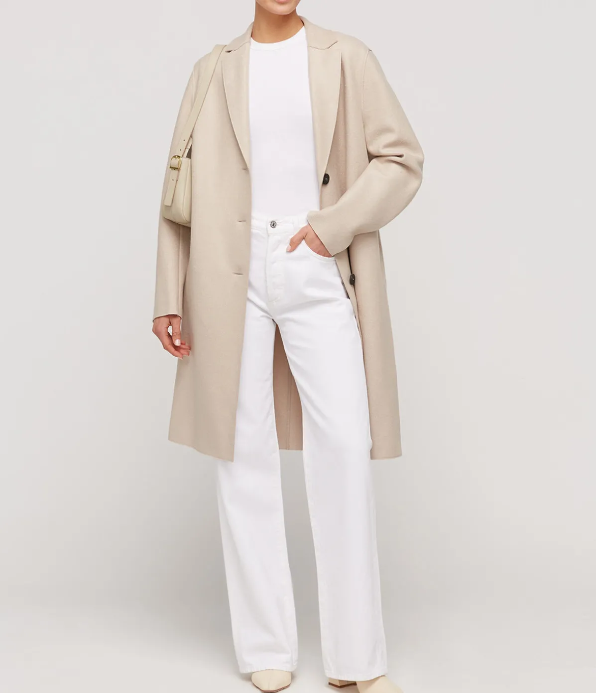 Pressed Wool Overcoat In Almond