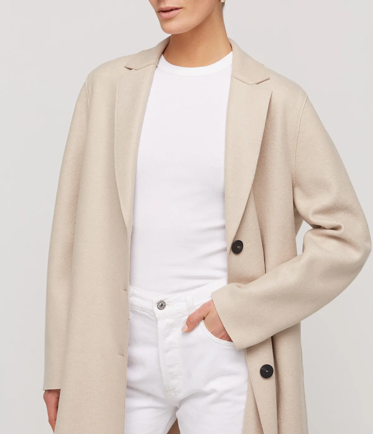 Pressed Wool Overcoat In Almond