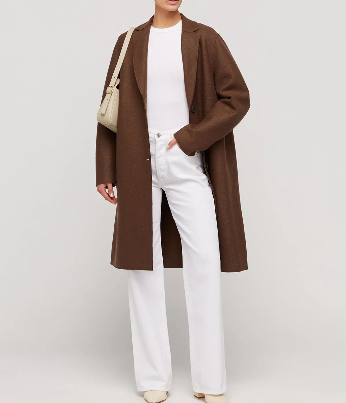 Pressed Wool Overcoat In Teddy Brown