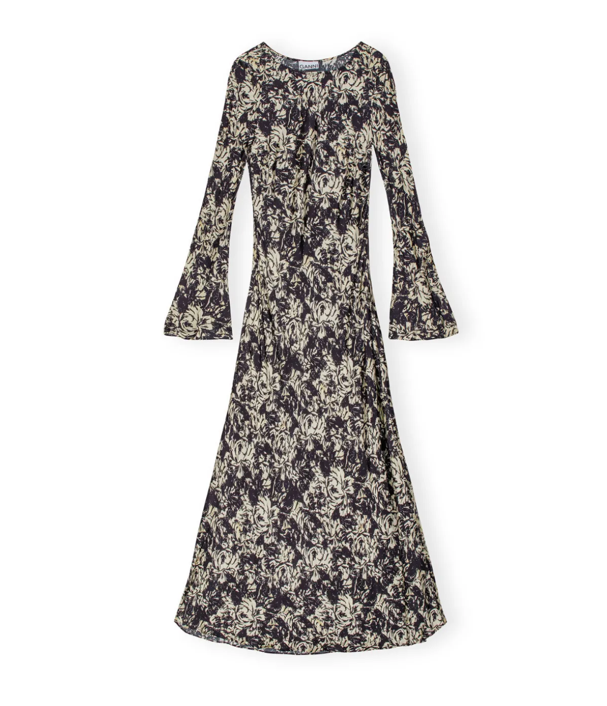 Printed Satin Maxi Dress In Flan