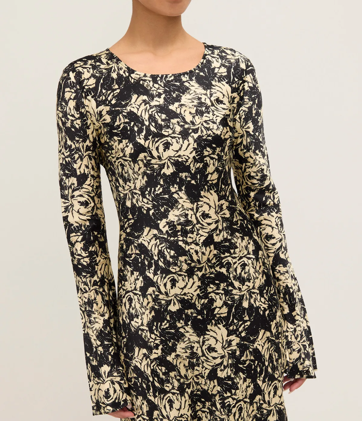 Printed Satin Maxi Dress In Flan