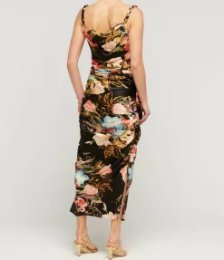 Rachel Cowl Neck Slip Dress In Opulent Mystic Print