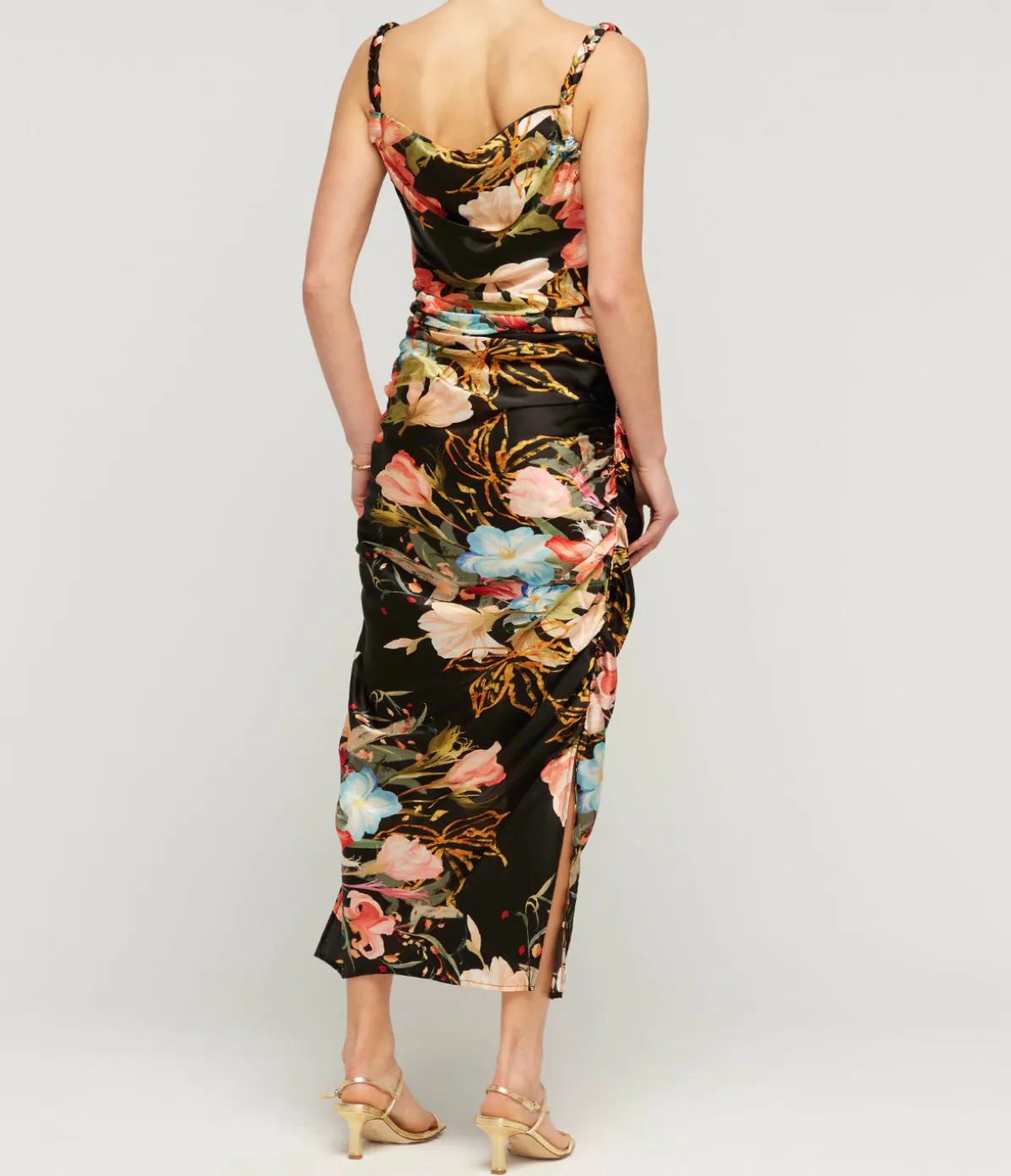 Rachel Cowl Neck Slip Dress In Opulent Mystic Print