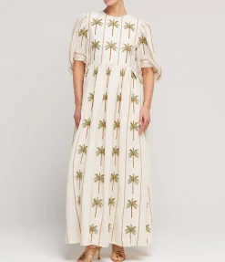 Raquel Linen Embroidered Maxi Dress In Victoria