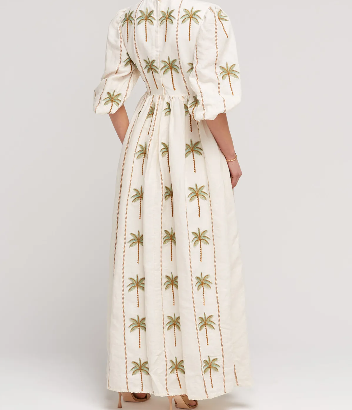 Raquel Linen Embroidered Maxi Dress In Victoria