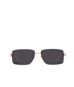 Rectangular Metal Frame Sunglasses In Gold