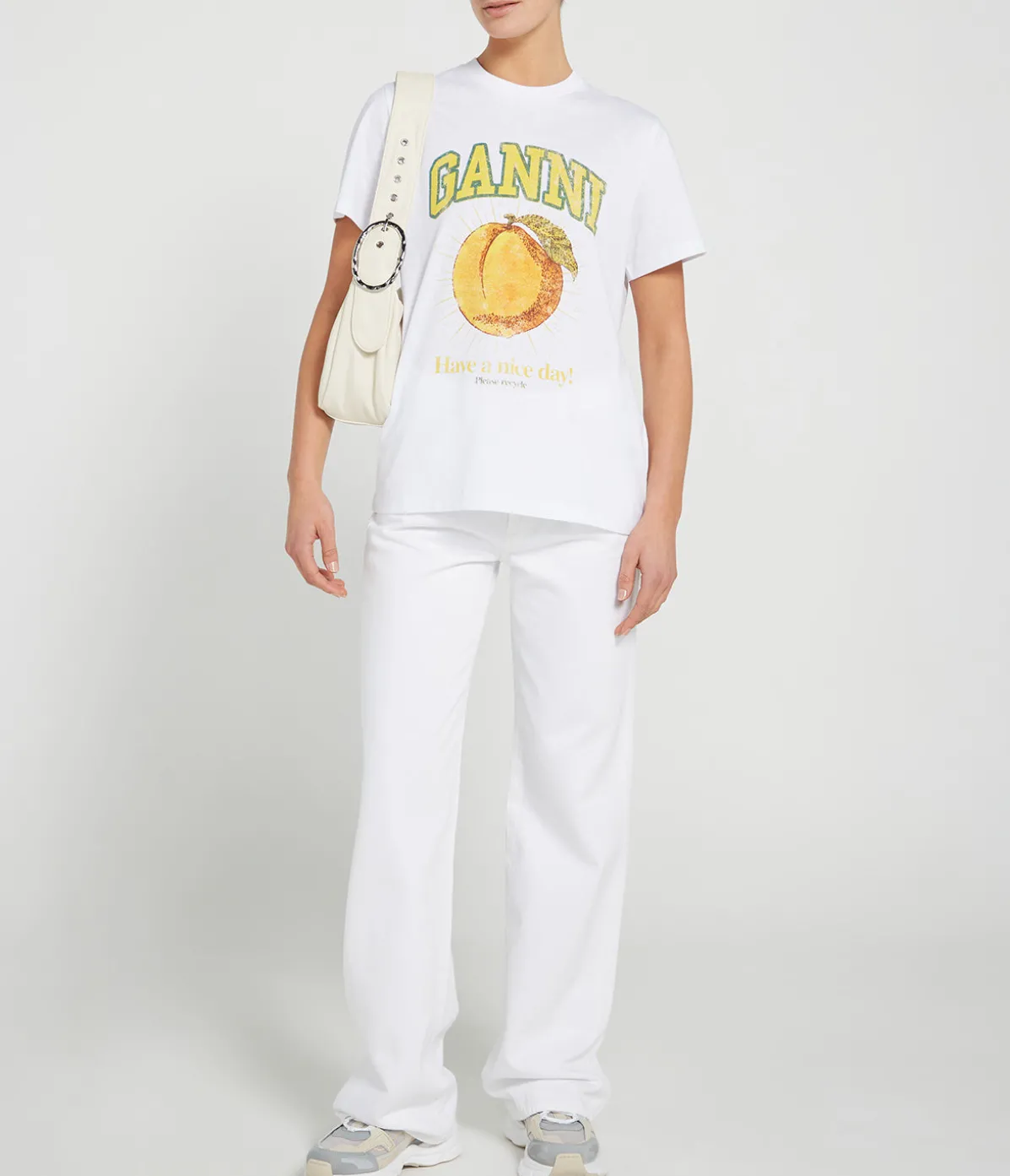 Relaxed Basic Peach T-shirt In Bright White