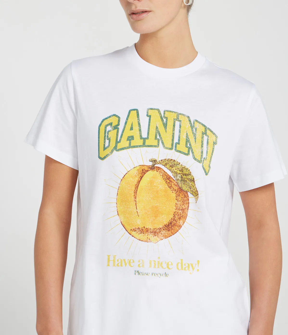Relaxed Basic Peach T-shirt In Bright White