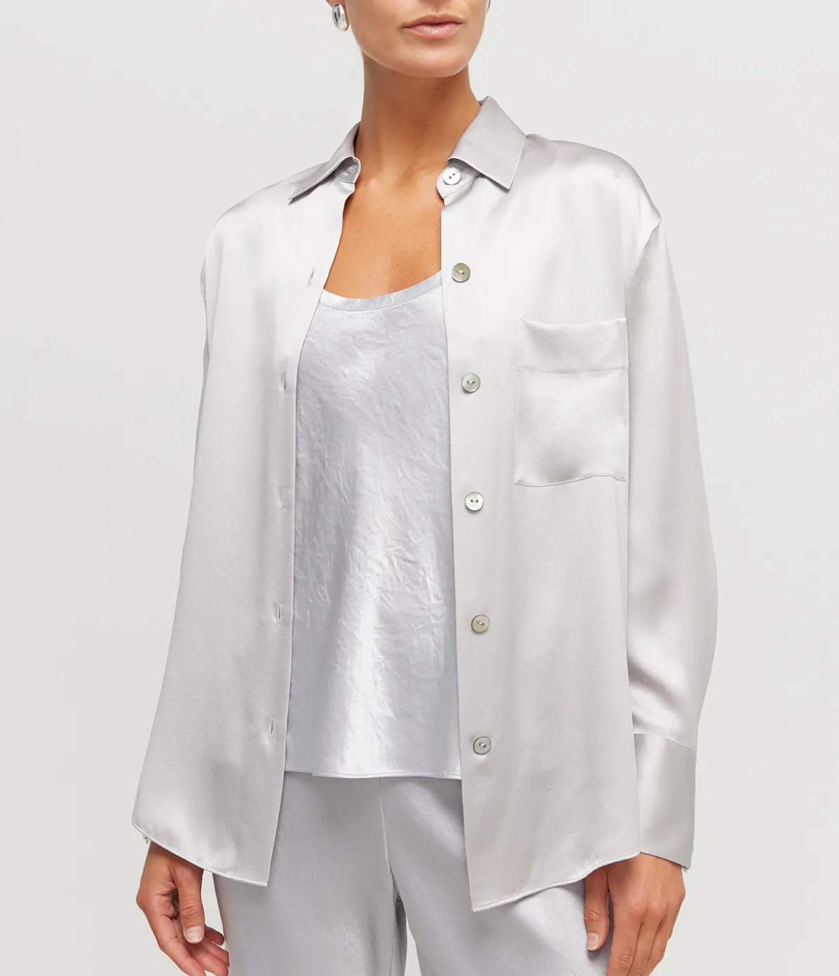 Relaxed Long Sleeve Blouse In Silverstone