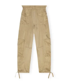 Relaxed Satin Pants In Safari