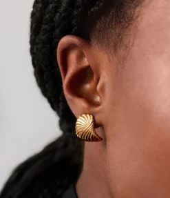 Ripple Stud Earrings In Gold