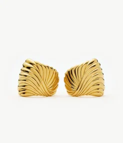 Ripple Stud Earrings In Gold