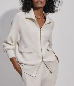 Roxbury Zip Through In Ivory Marl