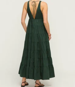 Ryan Tiered Maxi Dress In Forest Green