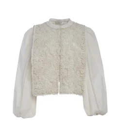 Sabine Embroidery Long Sleeve Top In Cream