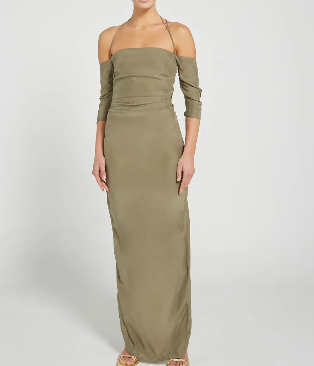 Samaca Off The Shoulder Long Dress In Cumin