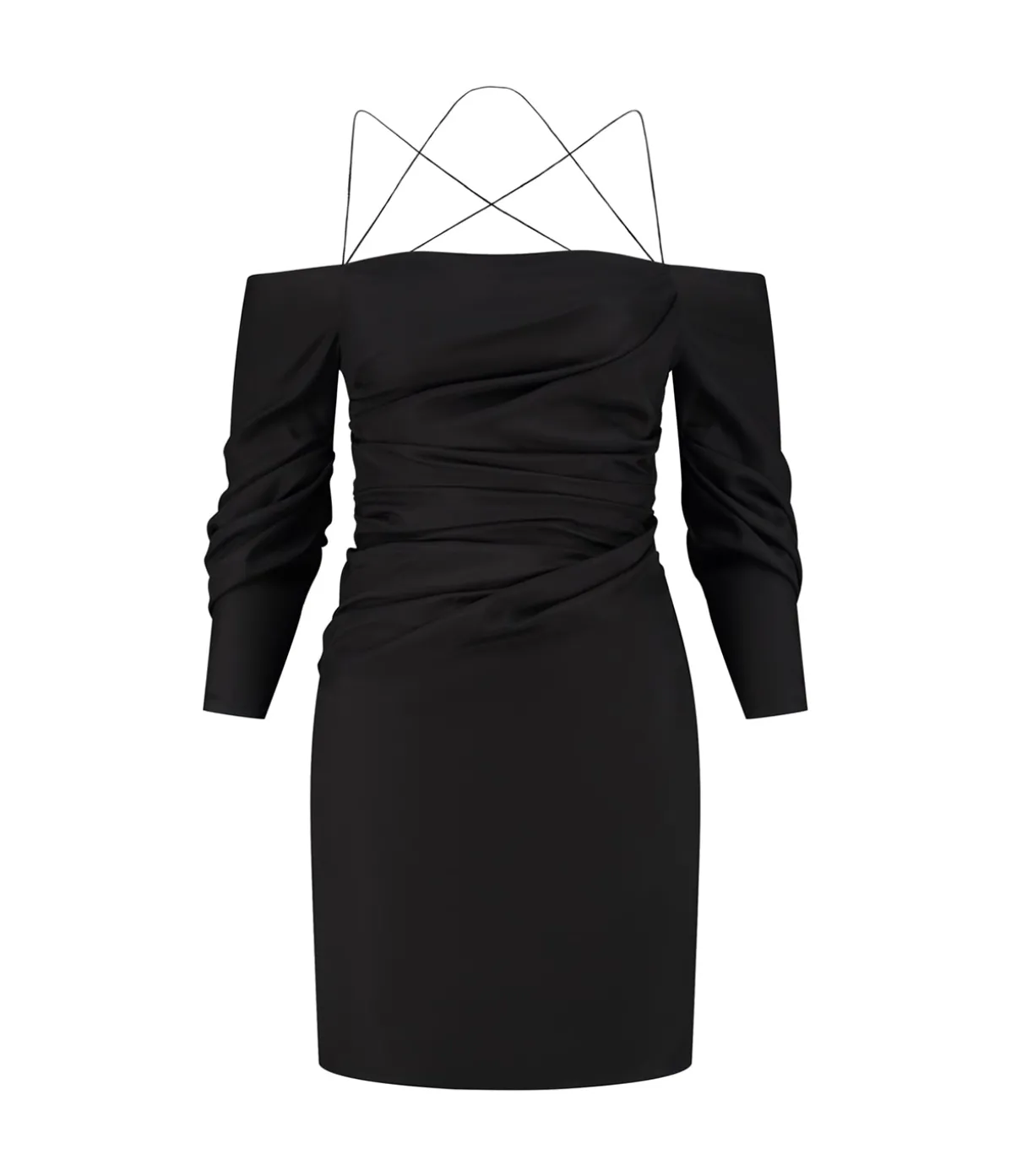 Samaca Off The Shoulder Mini Dress In Black
