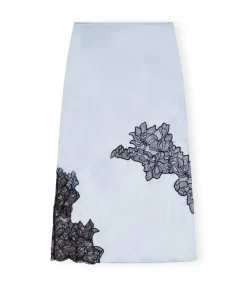 Satin Lace Skirt In Skyway
