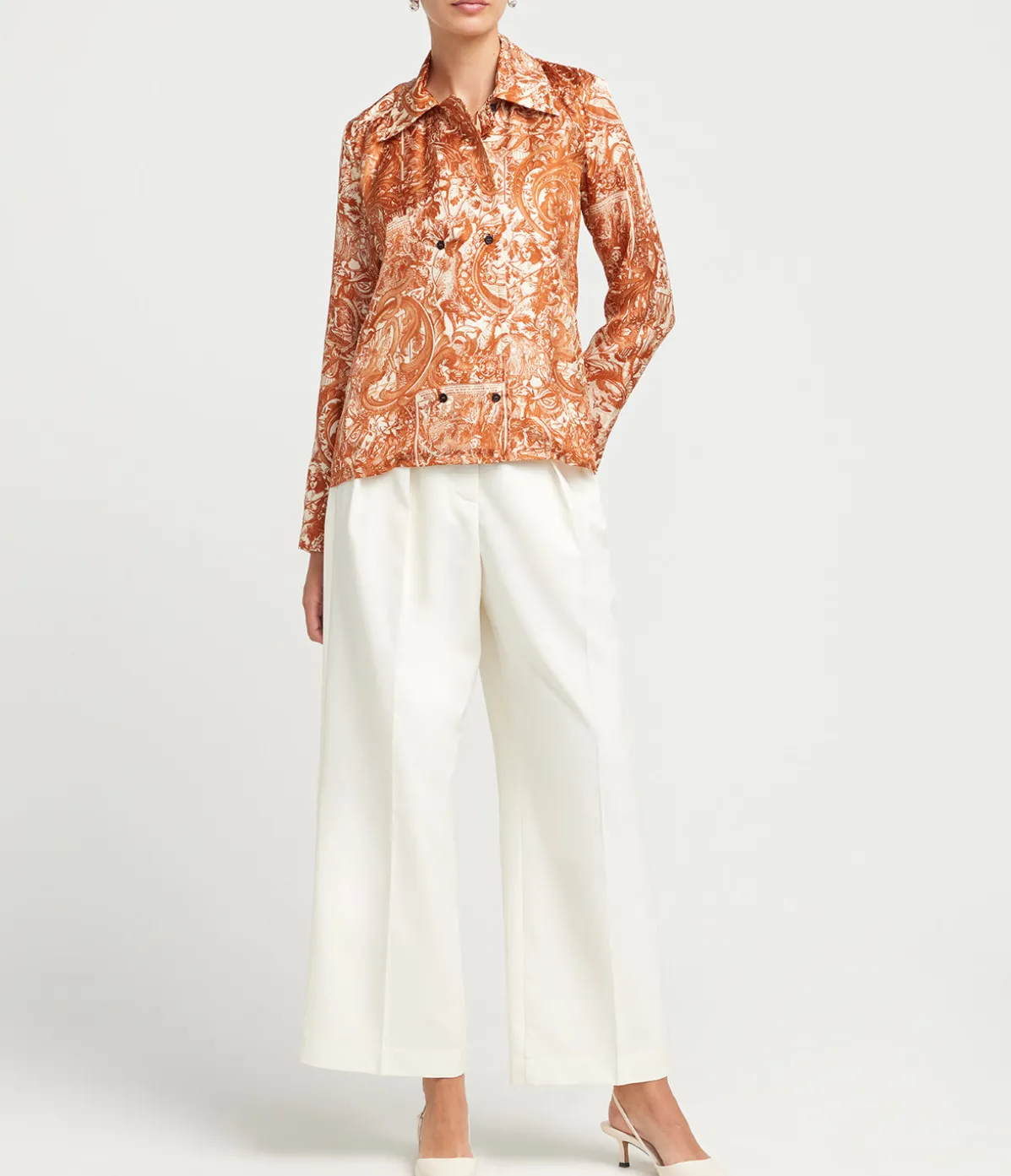 Scapala Double Silk Shirt In Amber Print