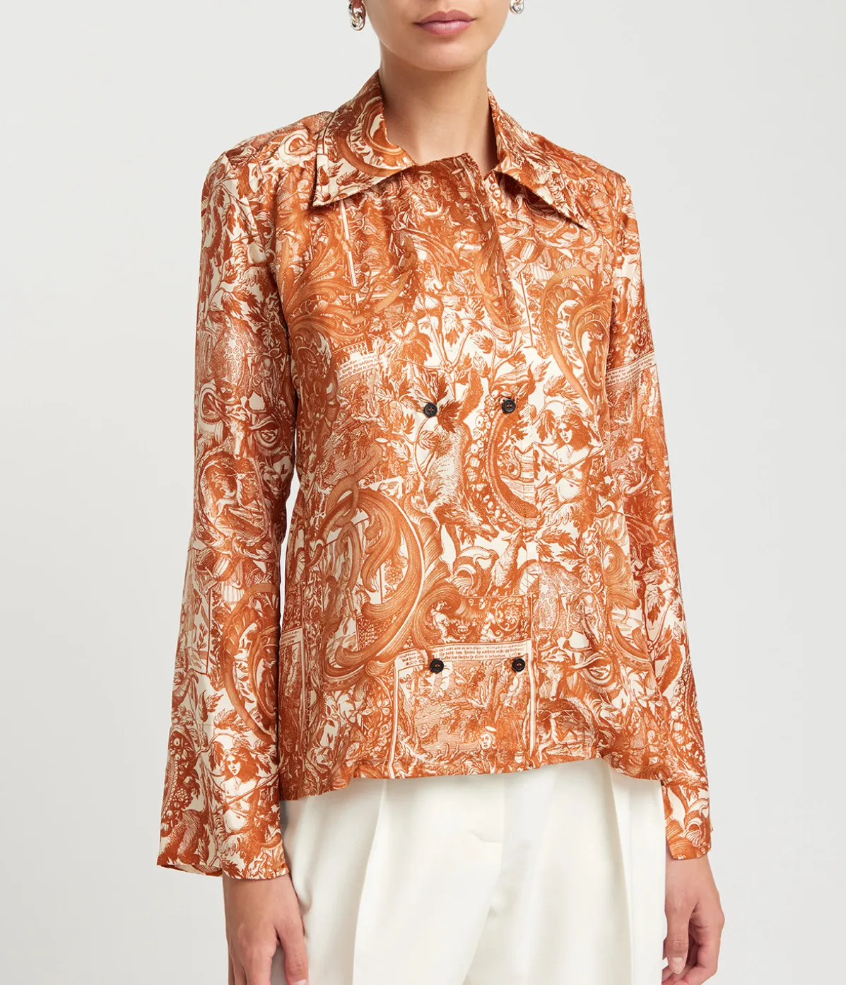 Scapala Double Silk Shirt In Amber Print