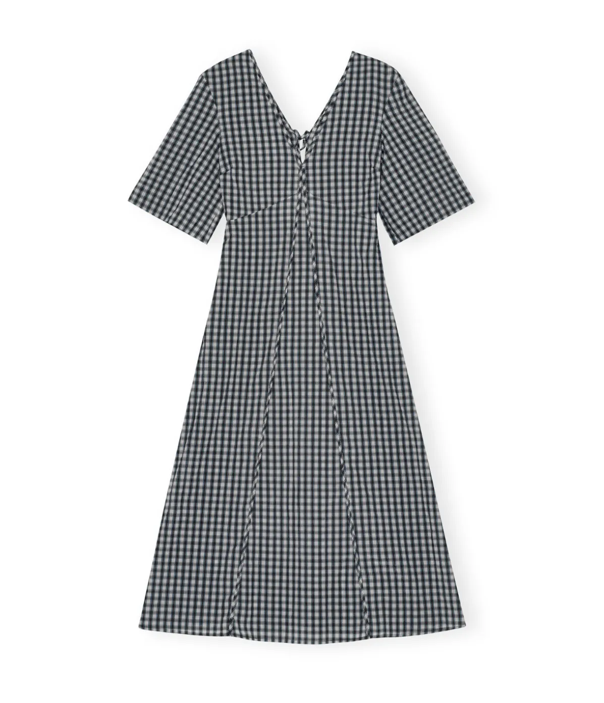 Seersucker Maxi Dress In Black And White Check