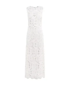 Serena Crochet Midi Dress In Snow
