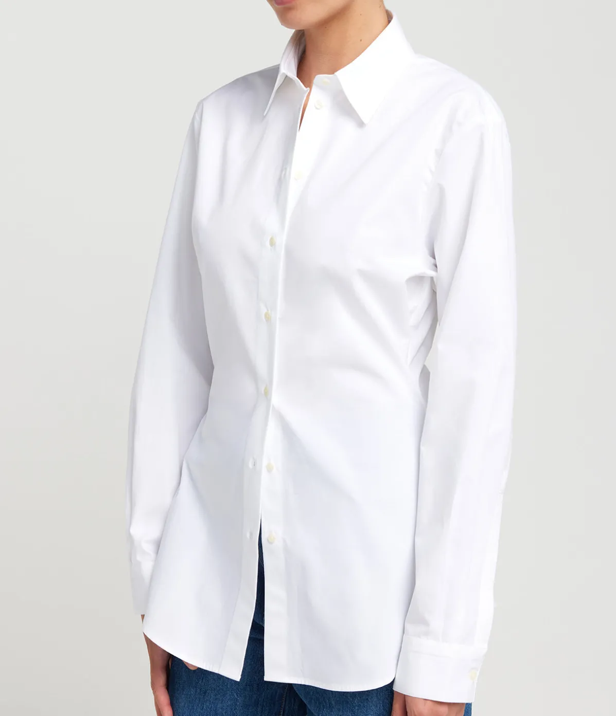 Shaped Poplin Shirt In White