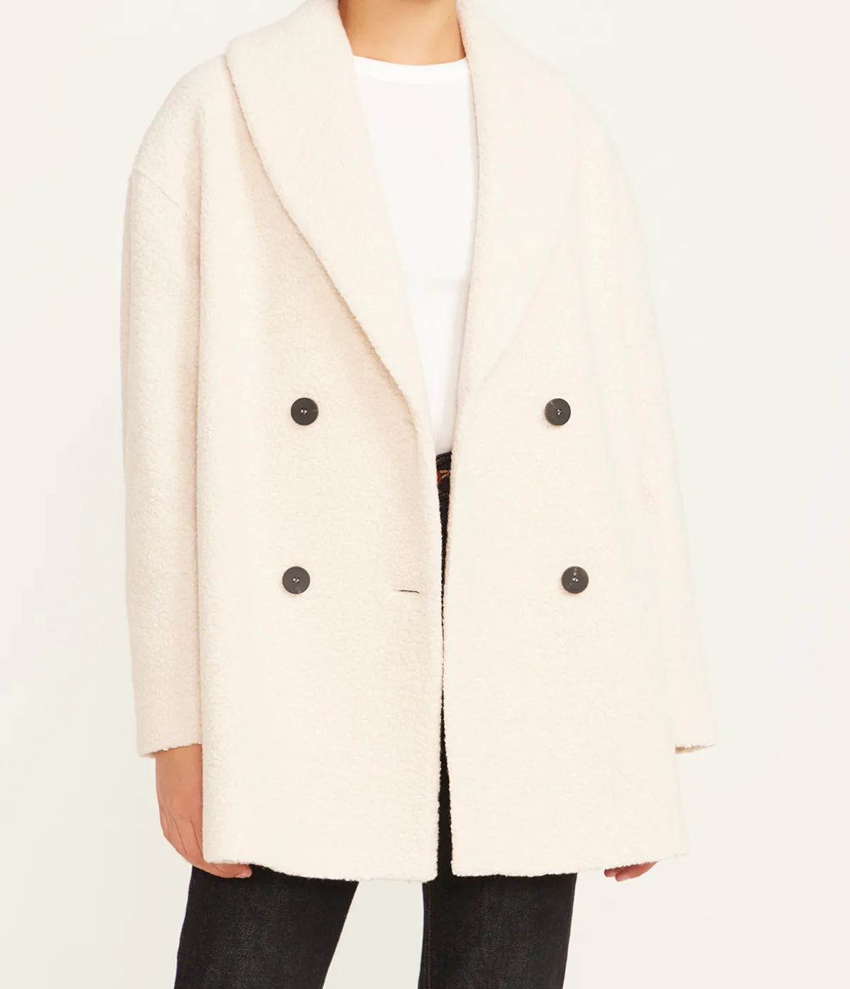 Shawl Collar Wool Jacket In Ecru