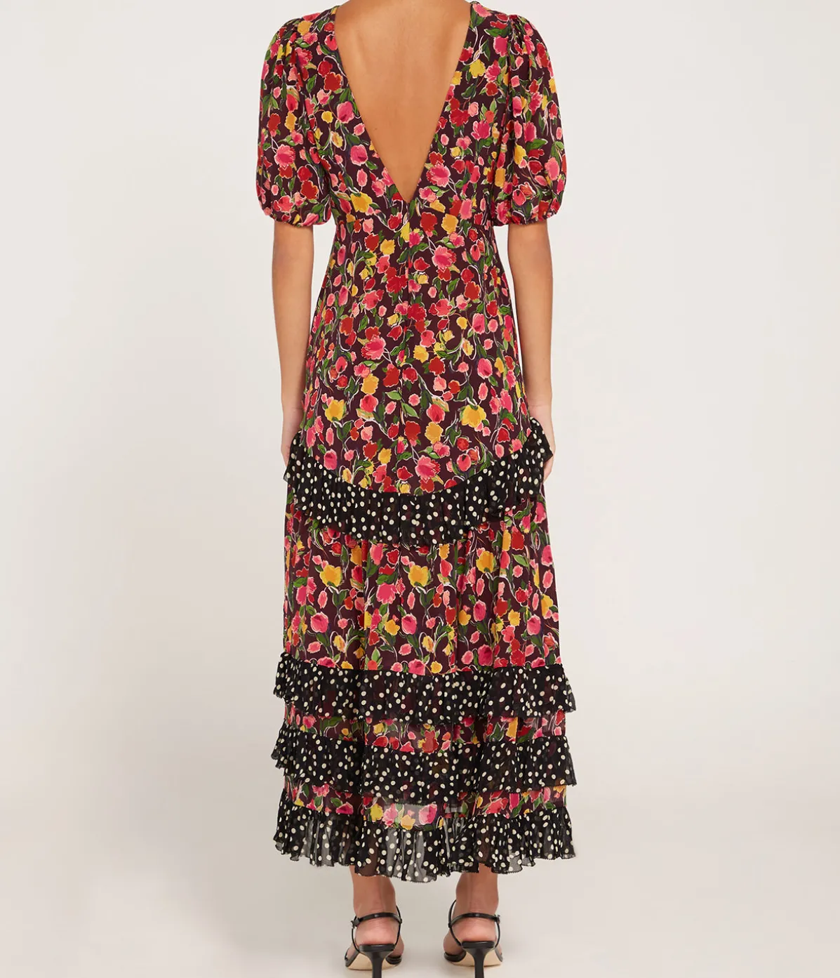 Shireen Dress In Fontainhas Floral Maroon