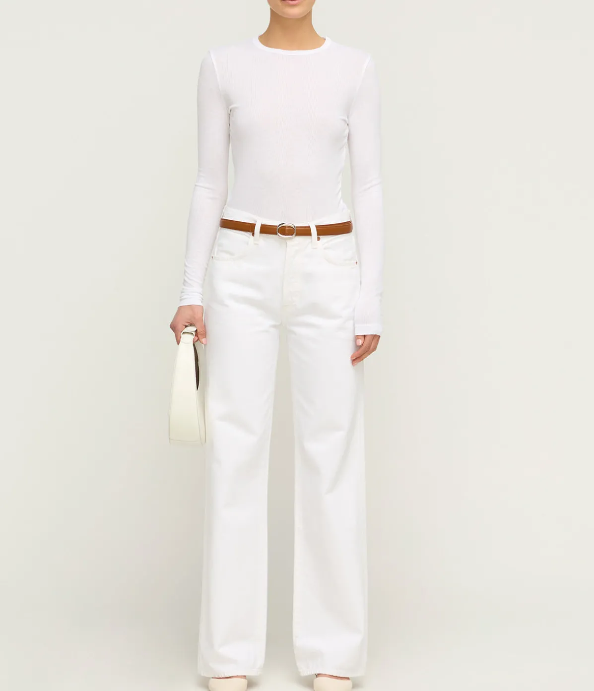 Shona Long Sleeve Fitted Tee In White