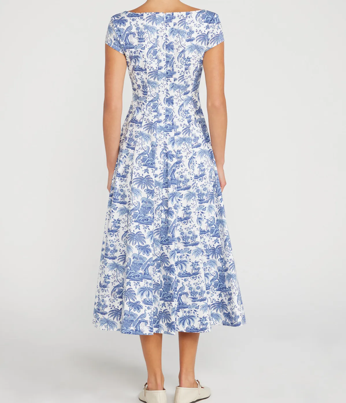Shortsleeve Wells Dress In Blue Toile