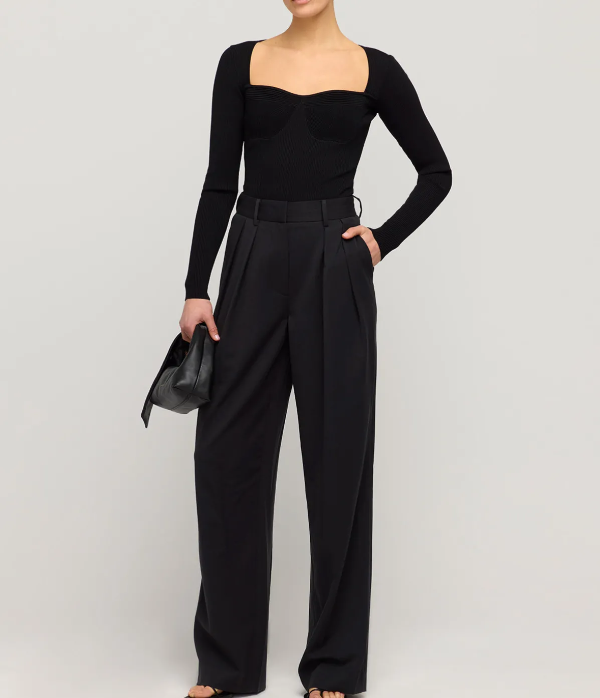 Silhouette Square Neck Top In Black