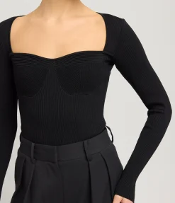 Silhouette Square Neck Top In Black