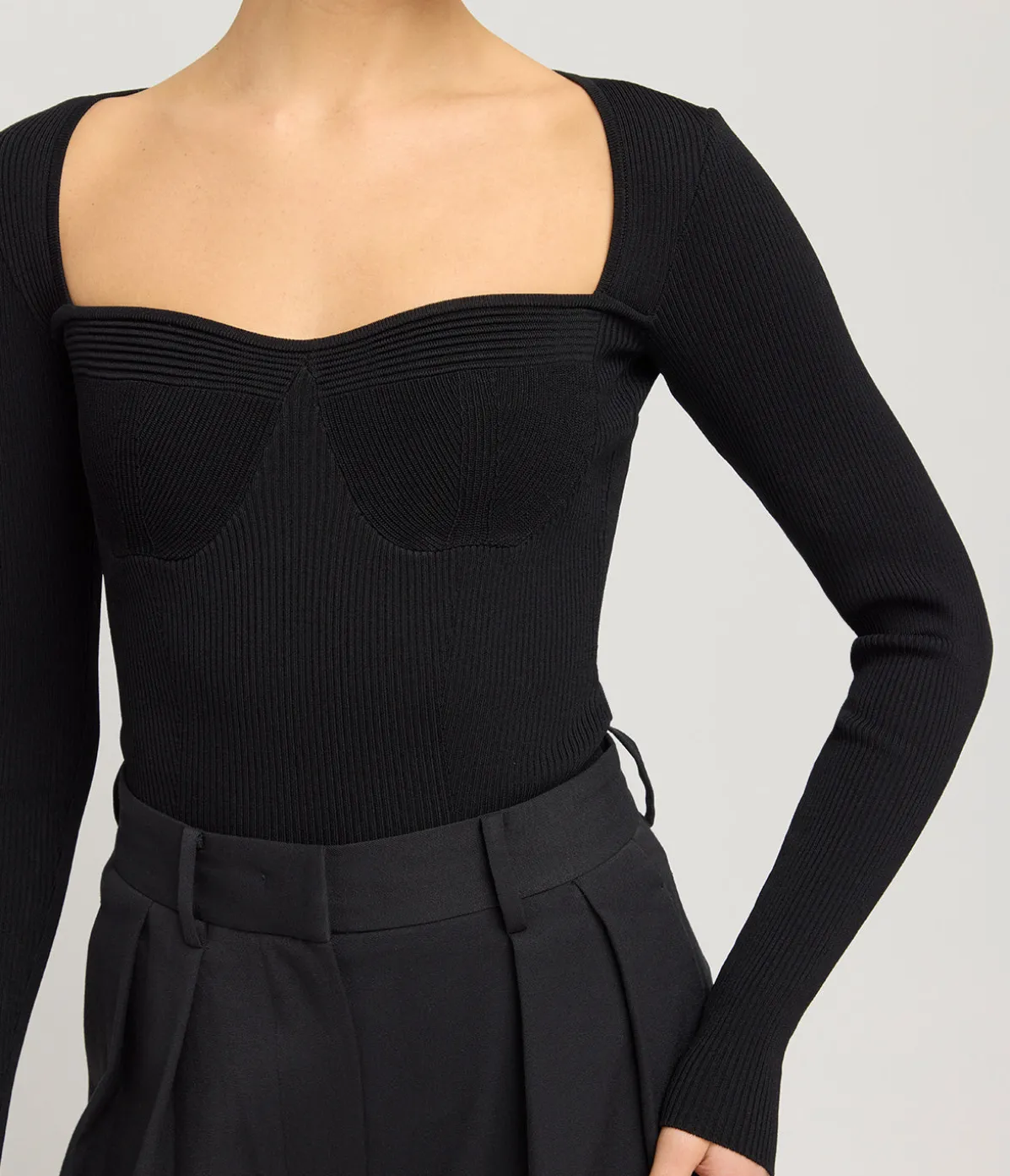 Silhouette Square Neck Top In Black